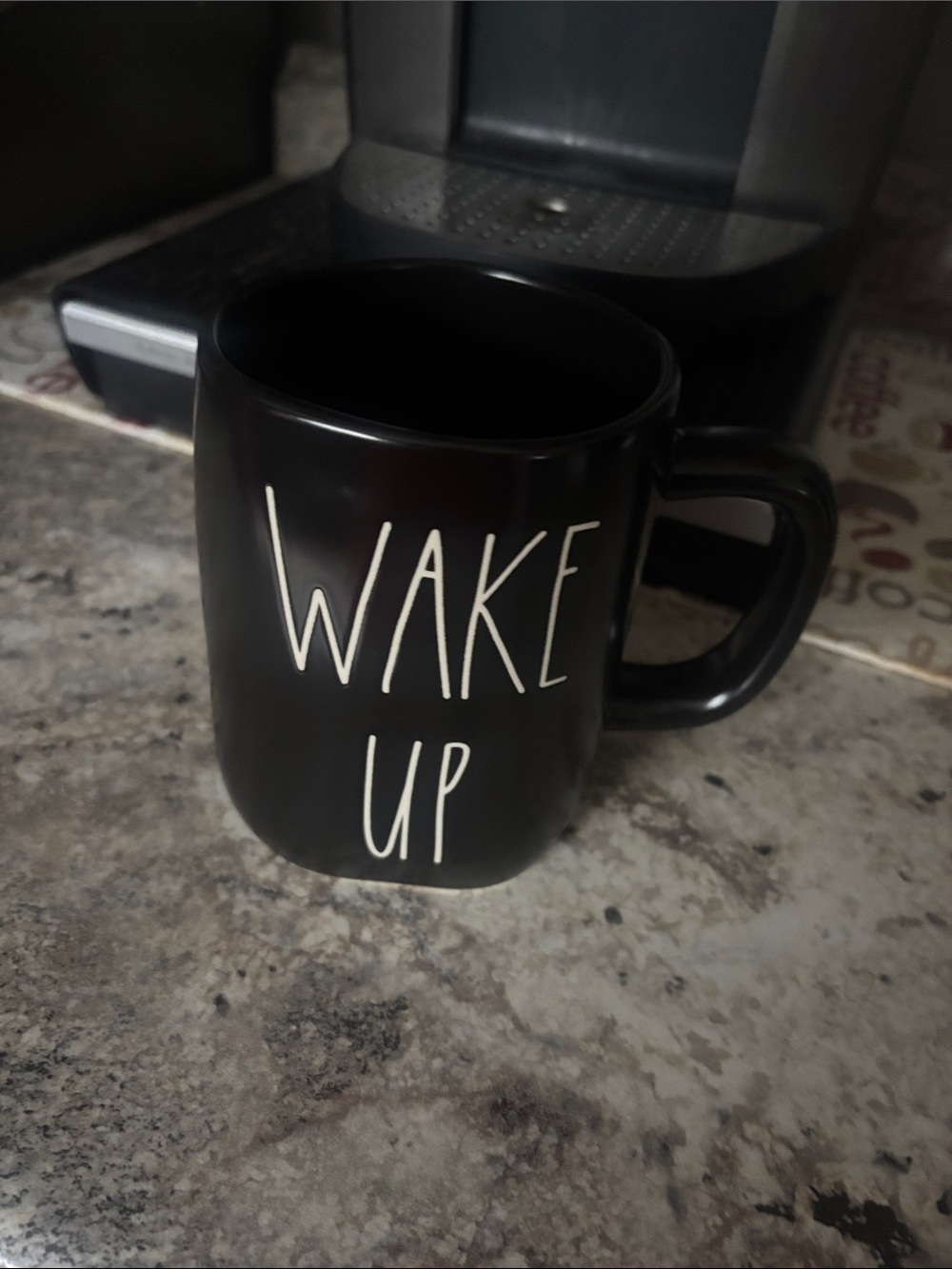Rae Dunn Black "WAKE UP" Ceramic Mug